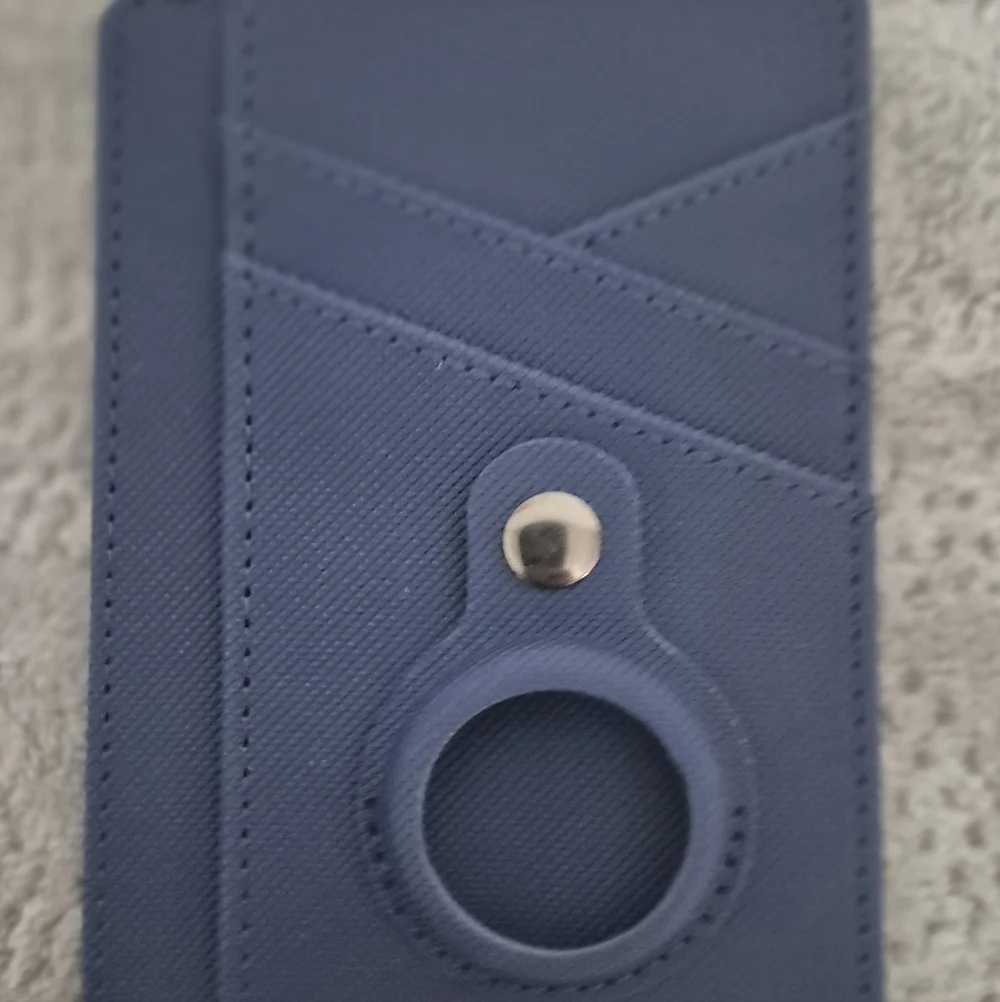 Slim Minimalist Wallet Leather Front Pocket Air Tag Airtag Holder 8 Cards Blue